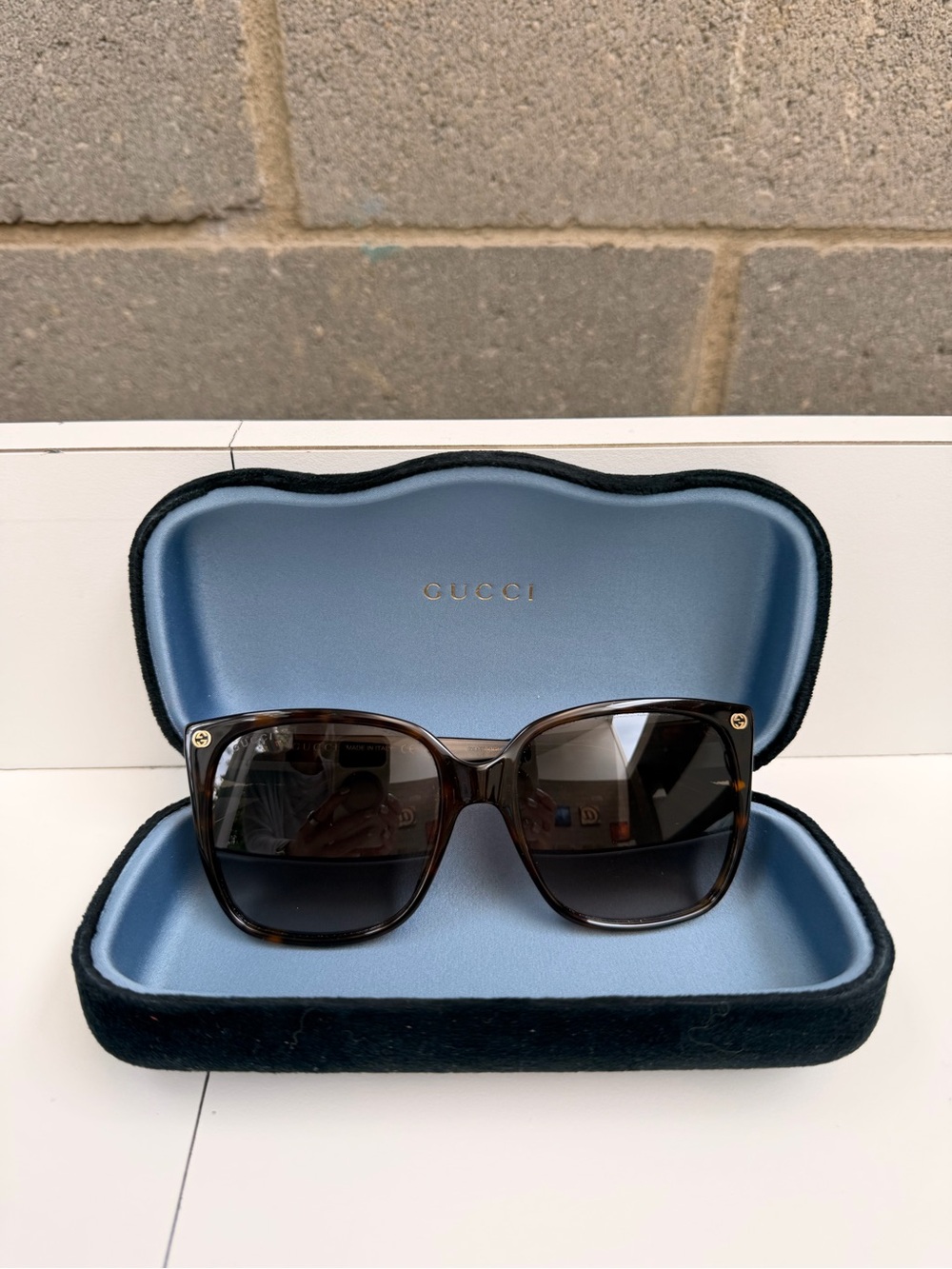 Gucci Women’s Tortoiseshell Square Sunglasses with Dark Gradient Lenses